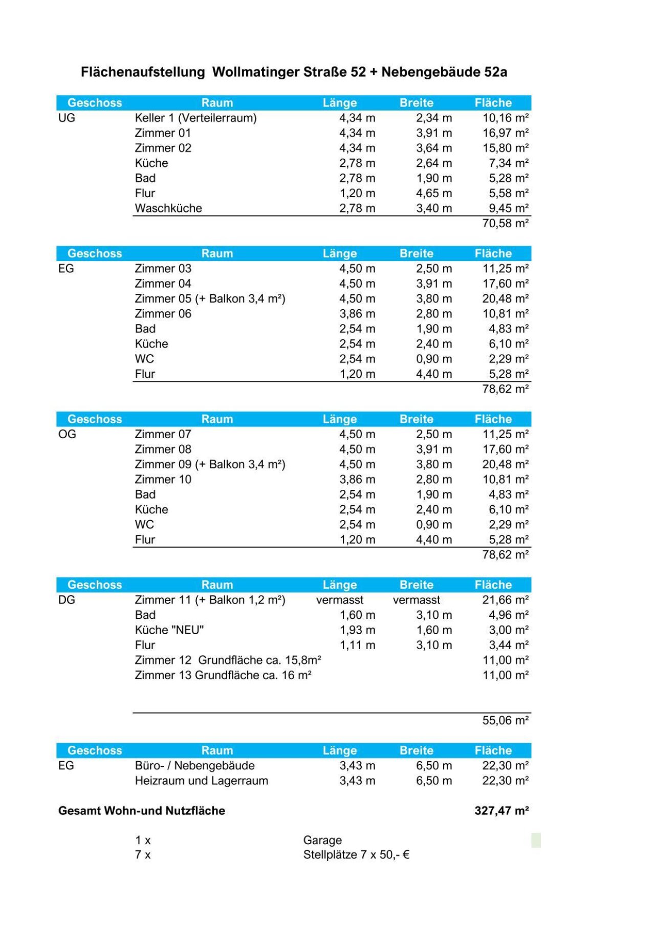 Flächenaufstellung Wollmatinger Str. 52+52a-1